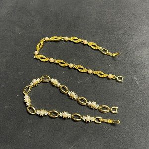 2 bracelets gold plated faux pearl